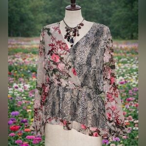 Floral and Snake Print Women's Top